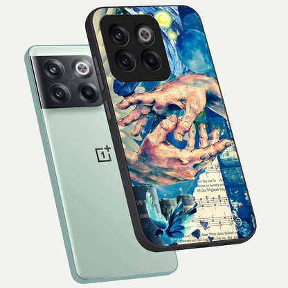  Aesthetic Divider phone case For OnePlus 10T showing premium glass back cover with detailed artwork