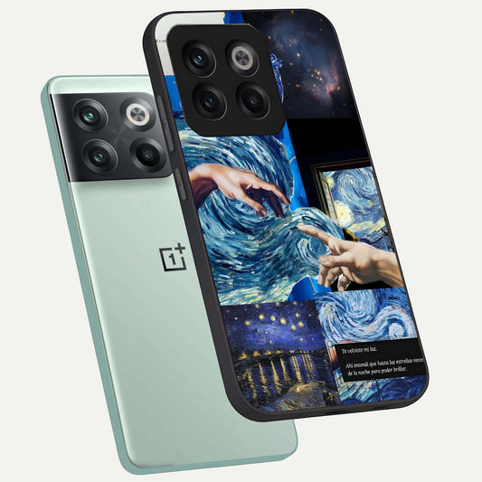  Aesthetic Vando Hands phone case For OnePlus 10T showing premium glass back cover with detailed artwork