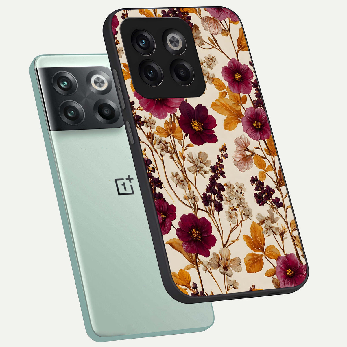  Autumn Wine Bloom phone case For OnePlus 10T showing premium glass back cover with detailed artwork