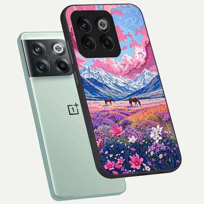  Blossom Valley Dream phone case For OnePlus 10T showing premium glass back cover with detailed artwork