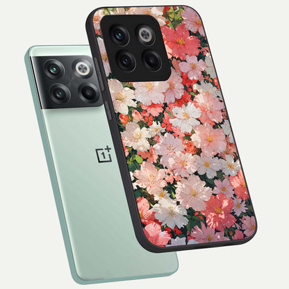  Blush Bloom Field phone case For OnePlus 10T showing premium glass back cover with detailed artwork