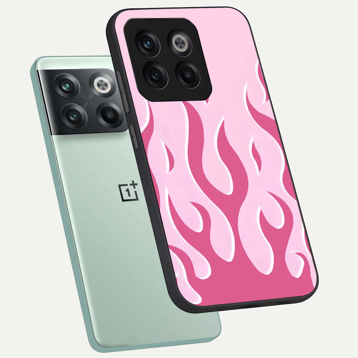  Blush Flame Energy phone case For OnePlus 10T showing premium glass back cover with detailed artwork