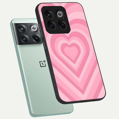  Blush Heart Waves phone case For OnePlus 10T showing premium glass back cover with detailed artwork