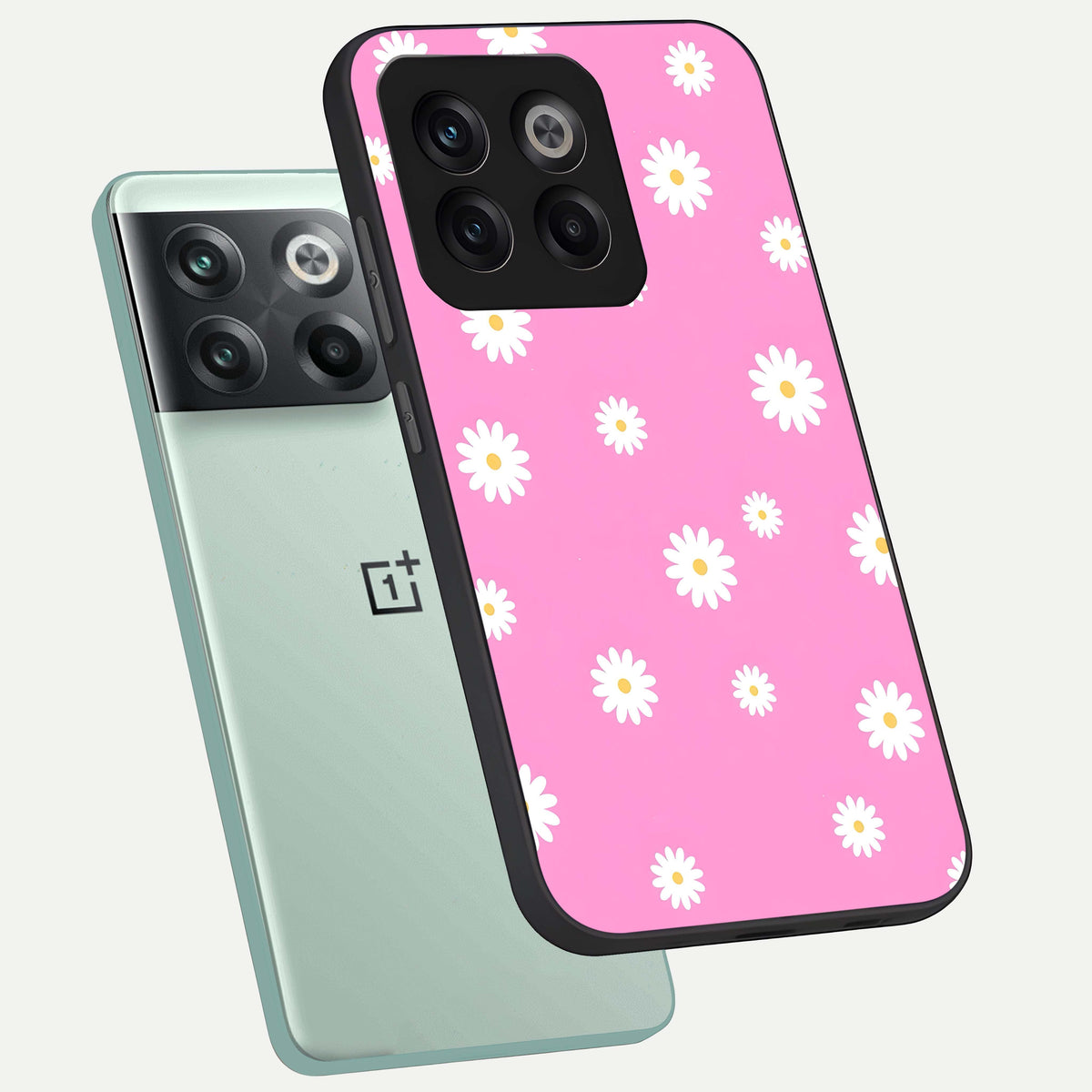  Bubblegum Daisy Pop phone case For OnePlus 10T showing premium glass back cover with detailed artwork