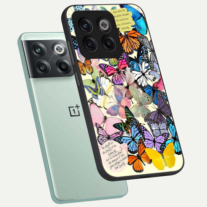  Butterflies Petal Dream phone case For OnePlus 10T showing premium glass back cover with detailed artwork