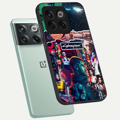  CYBERPUNK Legacy phone case For OnePlus 10T showing premium glass back cover with detailed artwork