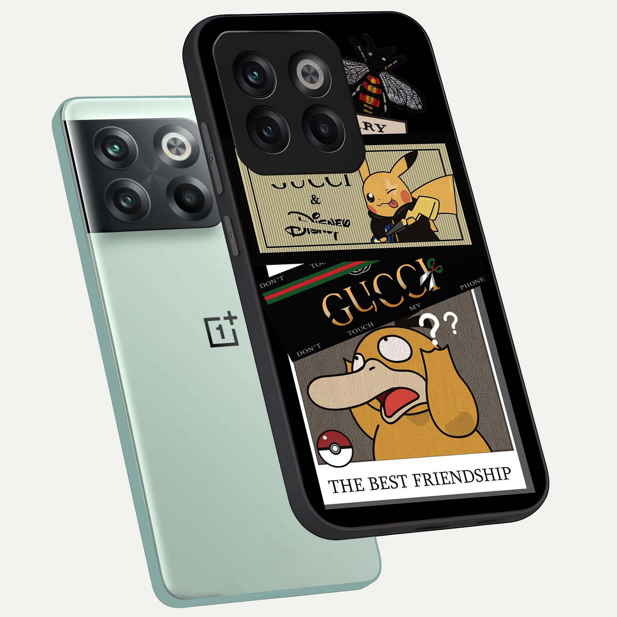  Cartoon Brand Play Mashup phone case For OnePlus 10T showing premium glass back cover with detailed artwork