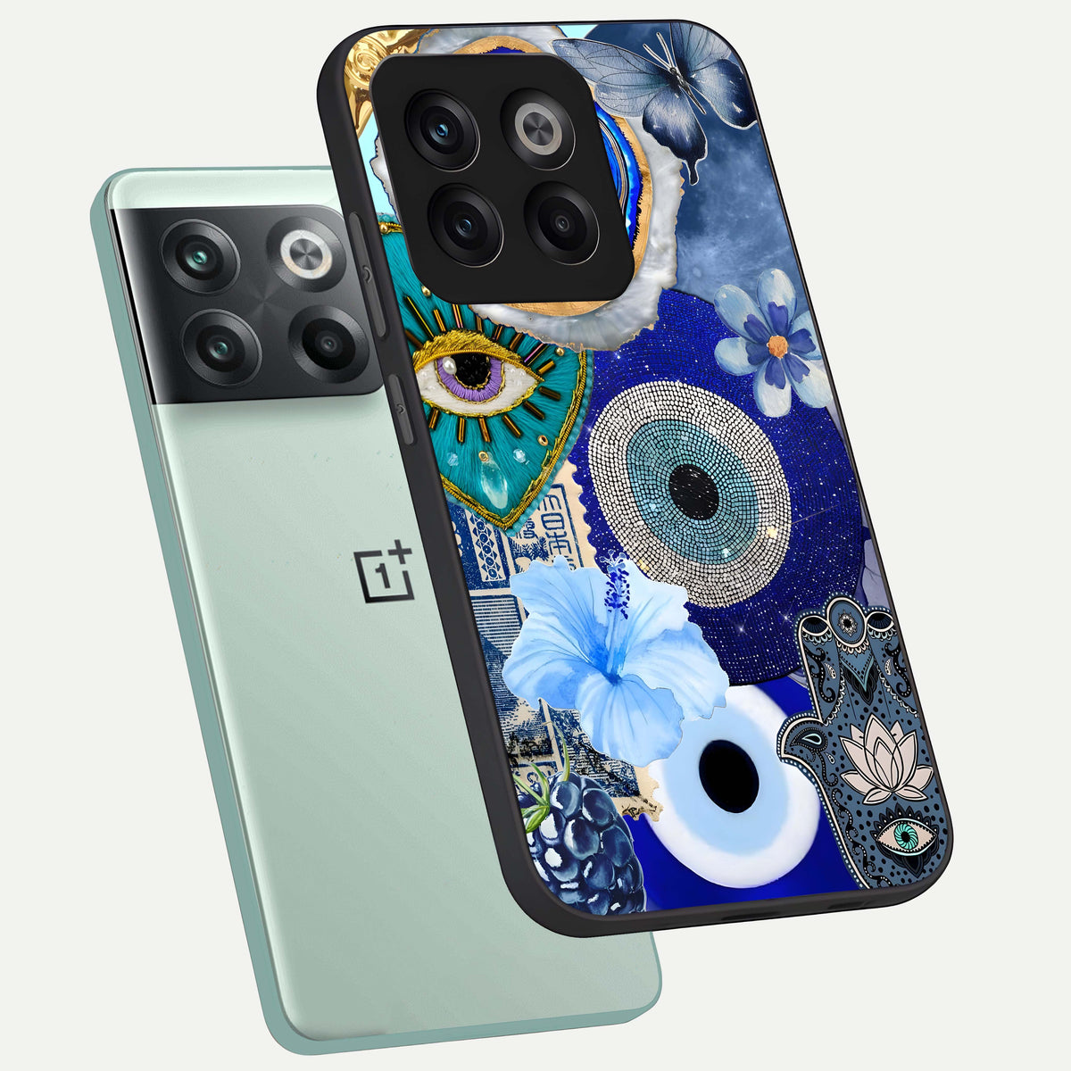  Celestial Blue Vision phone case For OnePlus 10T showing premium glass back cover with detailed artwork