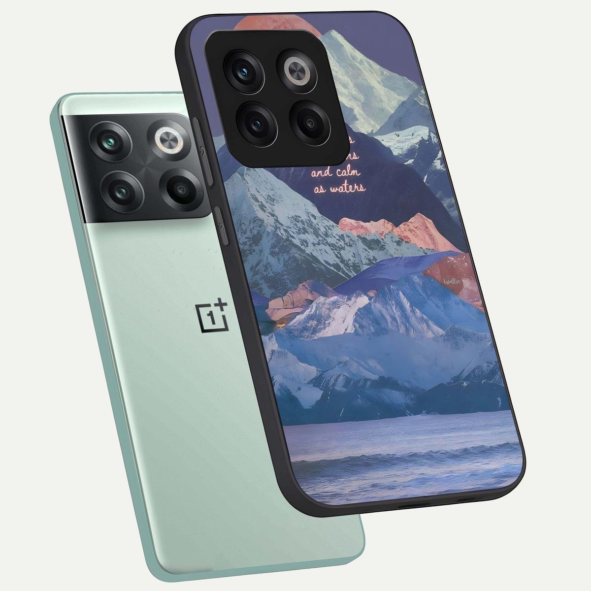  Celestial Mountain Calm phone case For OnePlus 10T showing premium glass back cover with detailed artwork