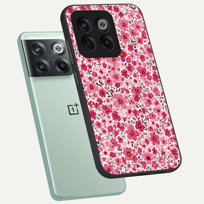  Cherry Blossom Charm phone case For OnePlus 10T showing premium glass back cover with detailed artwork