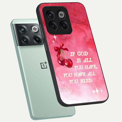  Cherry Quote phone case For OnePlus 10T showing premium glass back cover with detailed artwork