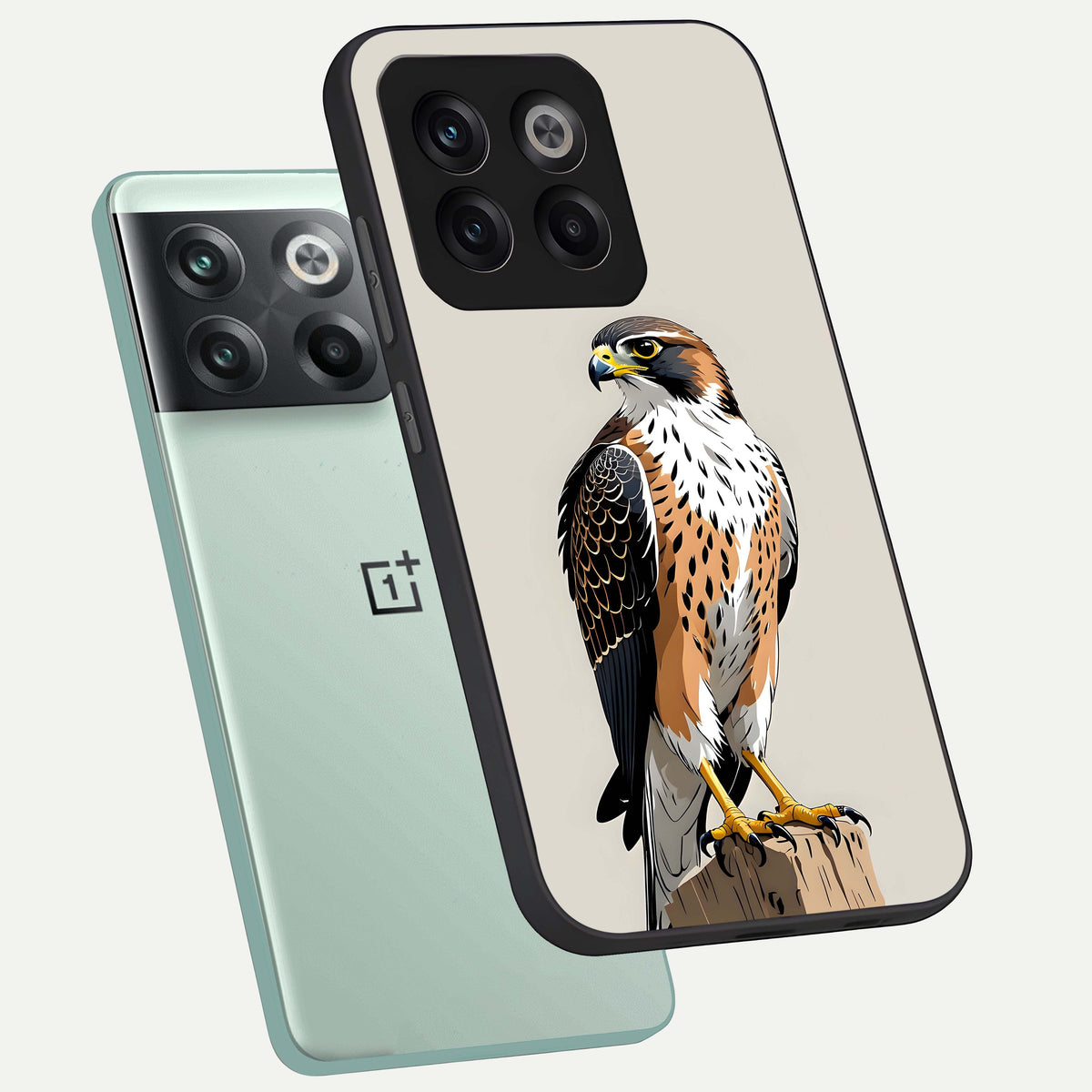  Clever Eagle phone case For OnePlus 10T showing premium glass back cover with detailed artwork