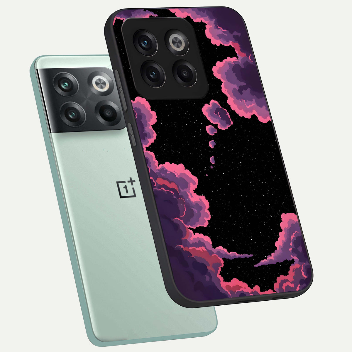  Cosmic Cloud Journey phone case For OnePlus 10T showing premium glass back cover with detailed artwork