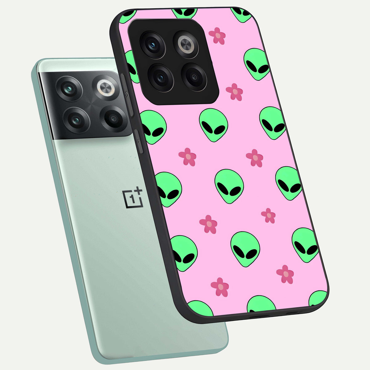  Cosmic Cute Crush phone case For OnePlus 10T showing premium glass back cover with detailed artwork