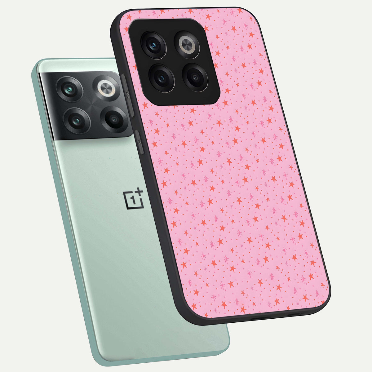  Cosmic Pink Sparkle phone case For OnePlus 10T showing premium glass back cover with detailed artwork