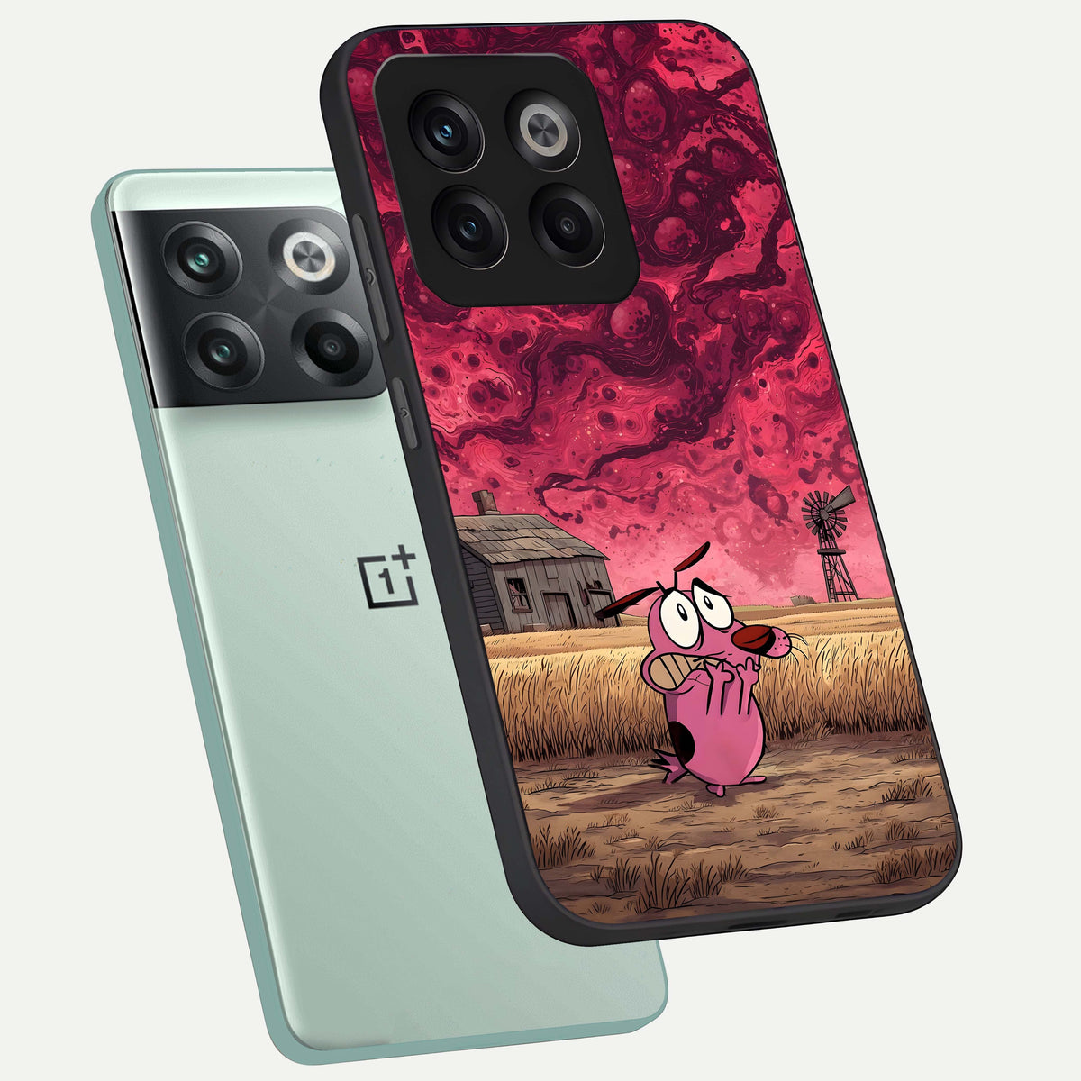  Courage Under Sky phone case For OnePlus 10T showing premium glass back cover with detailed artwork
