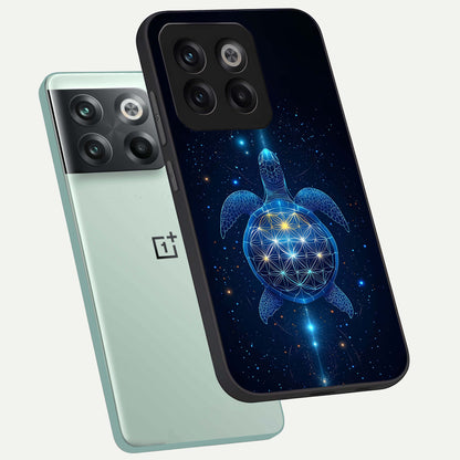  Crimson Blue Turtle phone case For OnePlus 10T showing premium glass back cover with detailed artwork