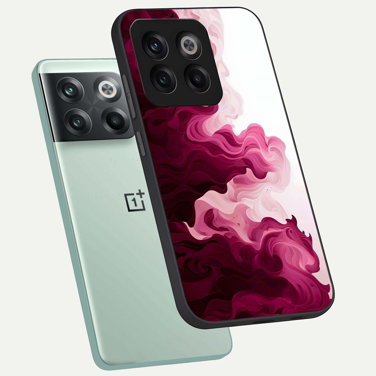  Crimson Wave Flow phone case For OnePlus 10T showing premium glass back cover with detailed artwork