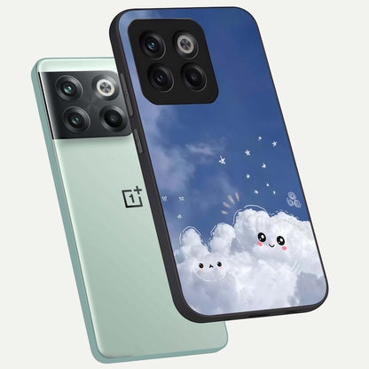 Cute Blossom Cloud phone case For OnePlus 10T showing premium glass back cover with detailed artwork