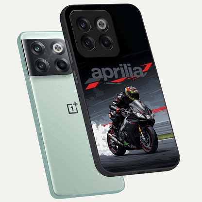  Dark Aprilla phone case For OnePlus 10T showing premium glass back cover with detailed artwork