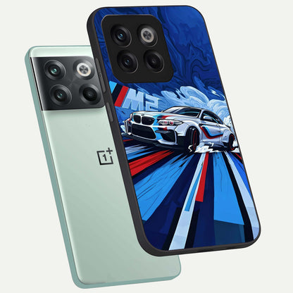  Drift Power Rush phone case For OnePlus 10T showing premium glass back cover with detailed artwork