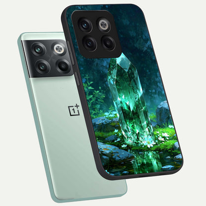  Emerald Light Crystal phone case For OnePlus 10T showing premium glass back cover with detailed artwork