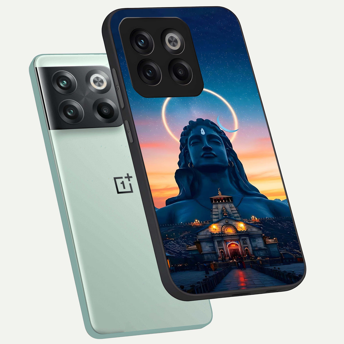  Eternal Shiva Aura phone case For OnePlus 10T showing premium glass back cover with detailed artwork