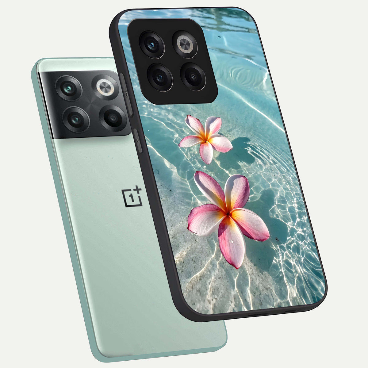  Floating Bloom Bliss phone case For OnePlus 10T showing premium glass back cover with detailed artwork