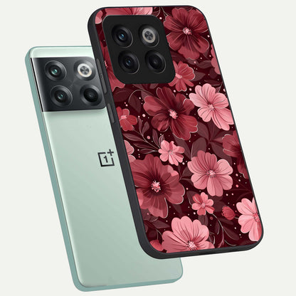  Flower Blush Bloom phone case For OnePlus 10T showing premium glass back cover with detailed artwork