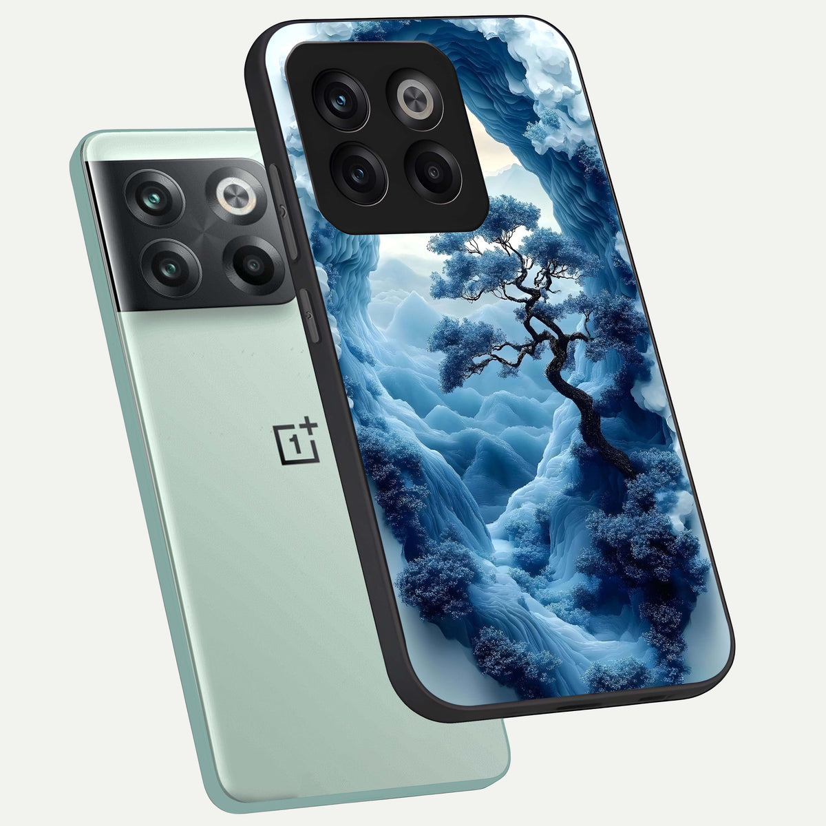  Frozen Serenity Gate phone case For OnePlus 10T showing premium glass back cover with detailed artwork