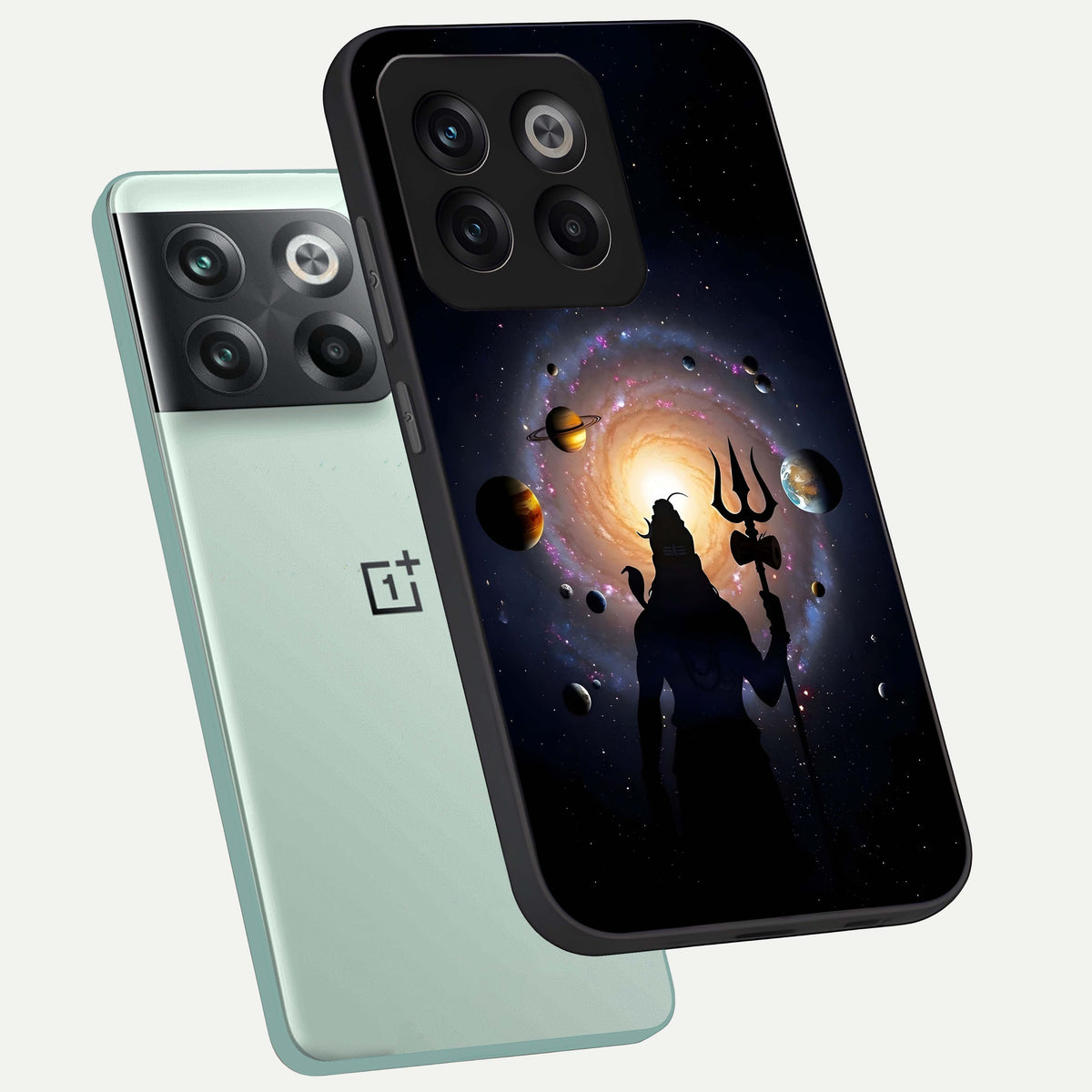  Galactic Shiva Vision phone case For OnePlus 10T showing premium glass back cover with detailed artwork