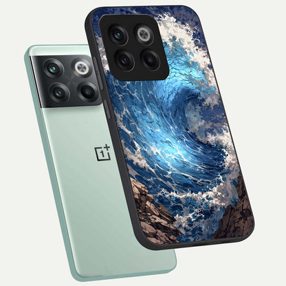  Giant Ocean Wave phone case For OnePlus 10T showing premium glass back cover with detailed artwork