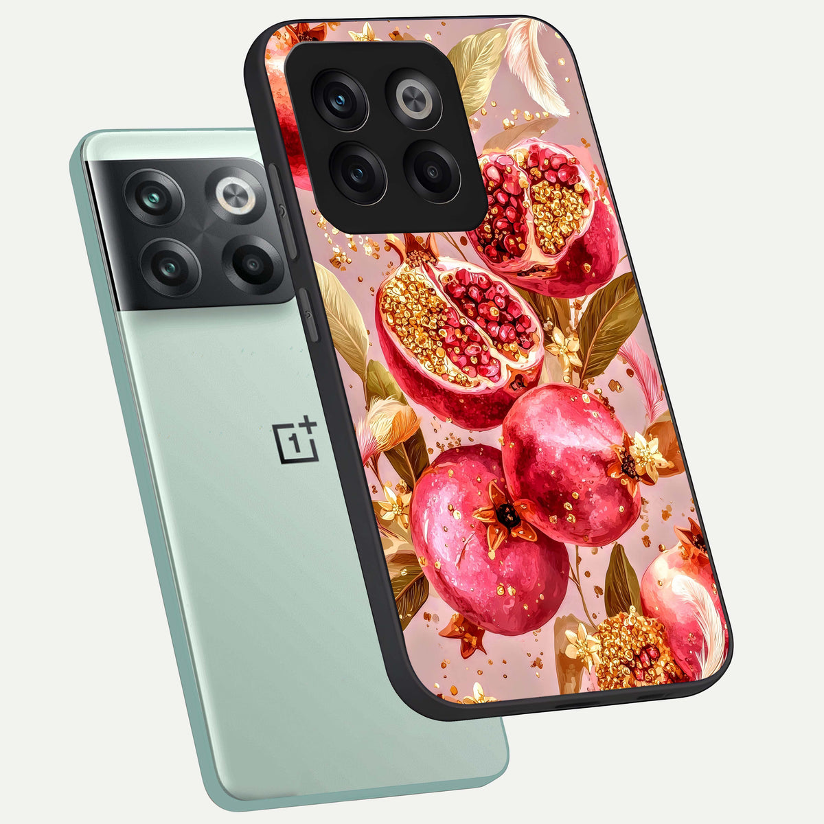  Golden Bloom Glow phone case For OnePlus 10T showing premium glass back cover with detailed artwork