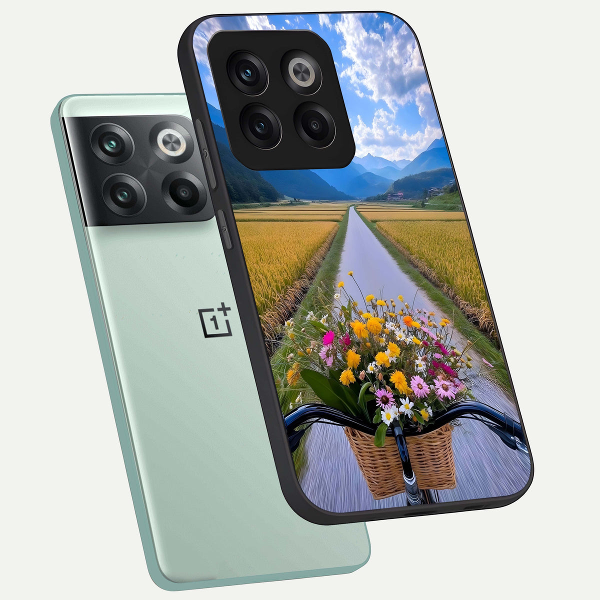  Golden Field Journey phone case For OnePlus 10T showing premium glass back cover with detailed artwork