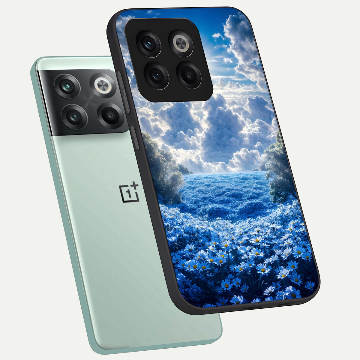  Heavenly Daisy Horizon phone case For OnePlus 10T showing premium glass back cover with detailed artwork