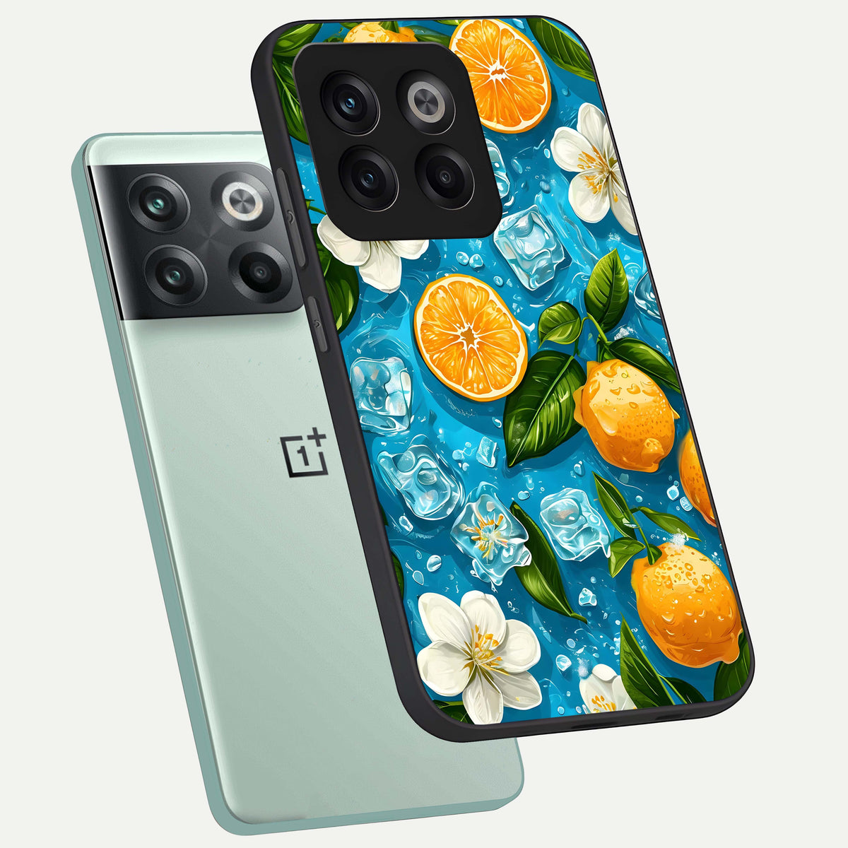  Ice Cube With Orange phone case For OnePlus 10T showing premium glass back cover with detailed artwork