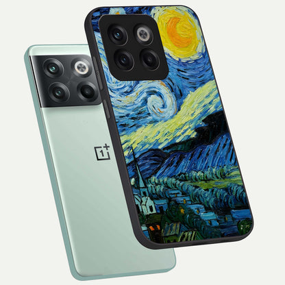  Inspired Van Gogh Art phone case For OnePlus 10T showing premium glass back cover with detailed artwork