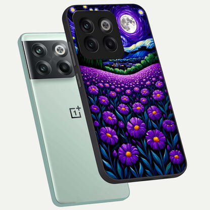  Lavender Moon Field phone case For OnePlus 10T showing premium glass back cover with detailed artwork