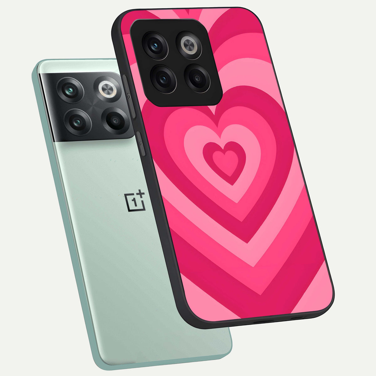  Layered Love Hearts phone case For OnePlus 10T showing premium glass back cover with detailed artwork