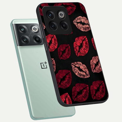  Midnight Kiss Love phone case For OnePlus 10T showing premium glass back cover with detailed artwork