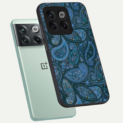  Midnight Paisley Glow phone case For OnePlus 10T showing premium glass back cover with detailed artwork