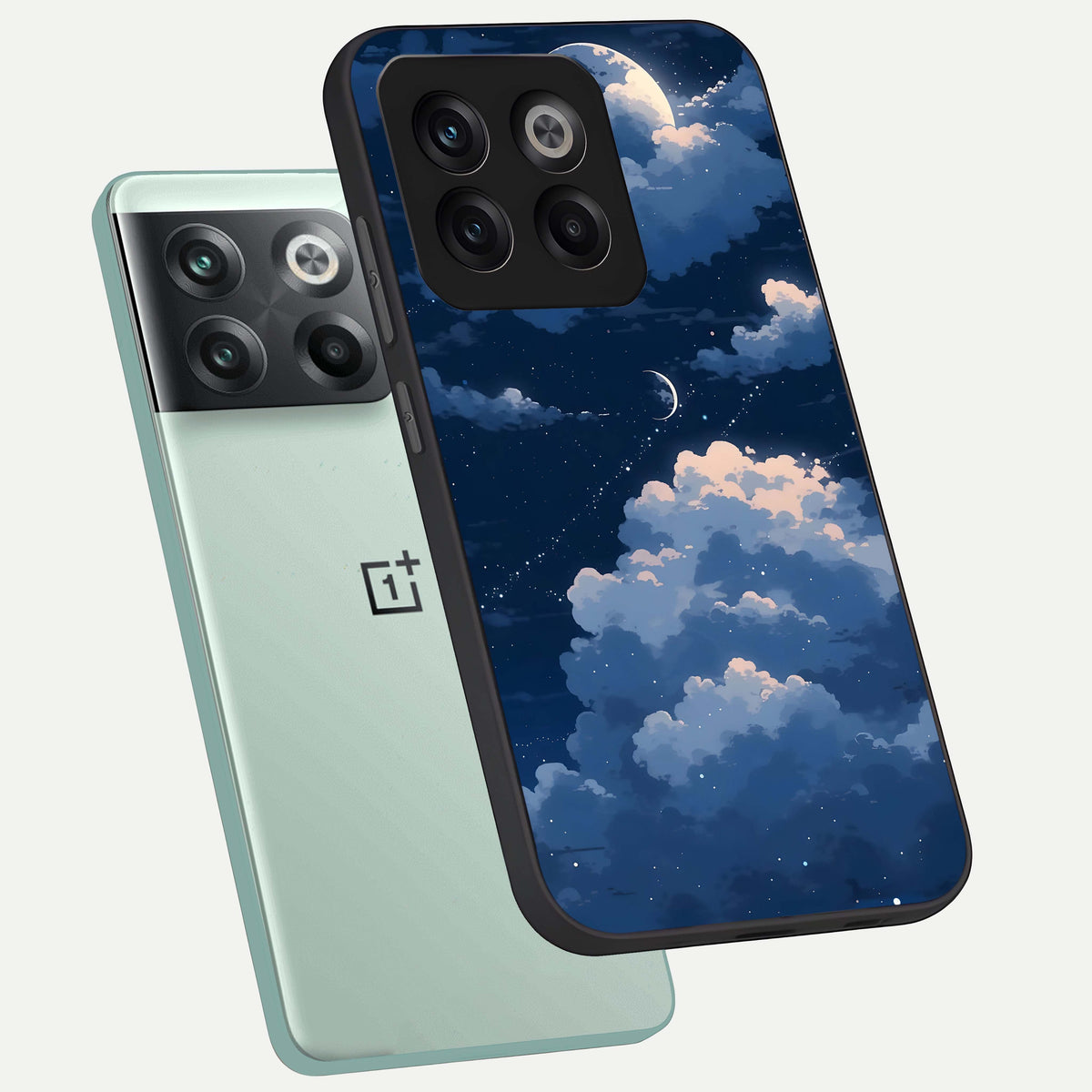  Moon Dream Haze phone case For OnePlus 10T showing premium glass back cover with detailed artwork