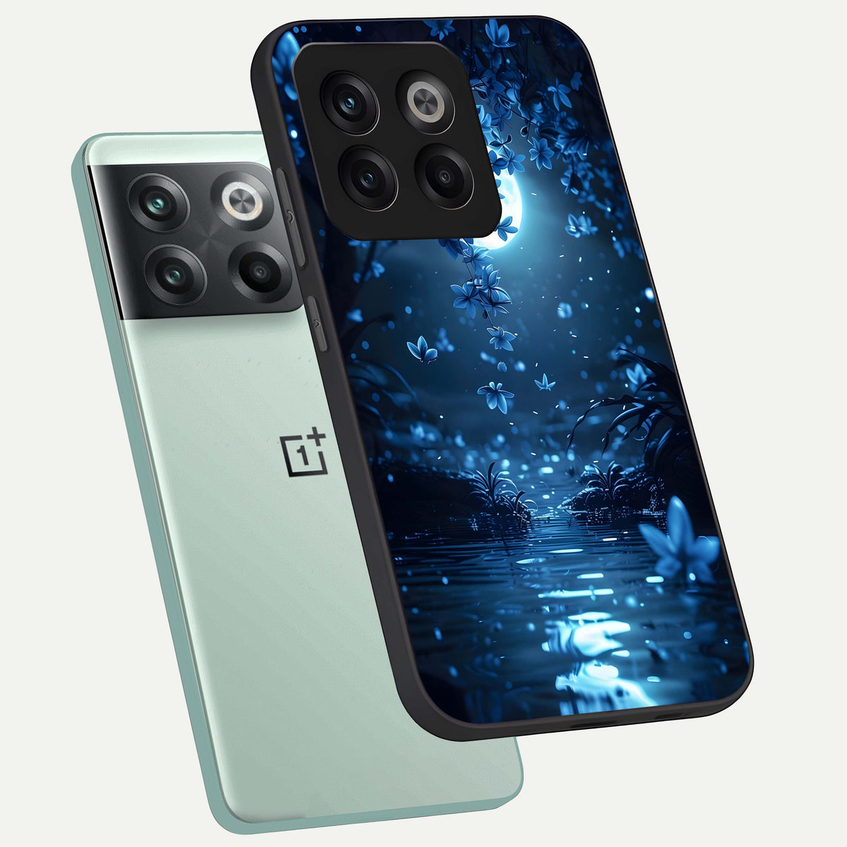  Moonlight Petal Dream phone case For OnePlus 10T showing premium glass back cover with detailed artwork