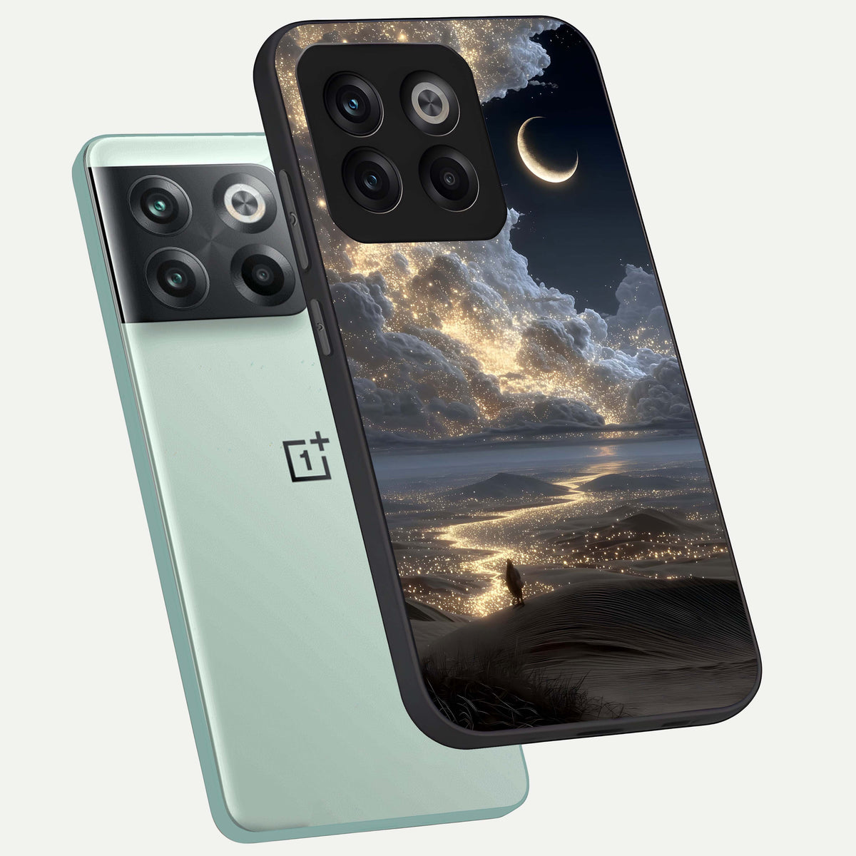  Moonlight Spark Path phone case For OnePlus 10T showing premium glass back cover with detailed artwork