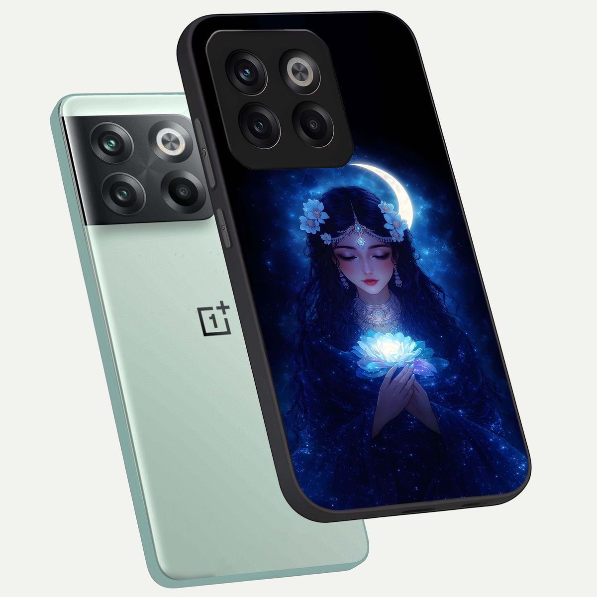  Mystic Moon Queen phone case For OnePlus 10T showing premium glass back cover with detailed artwork