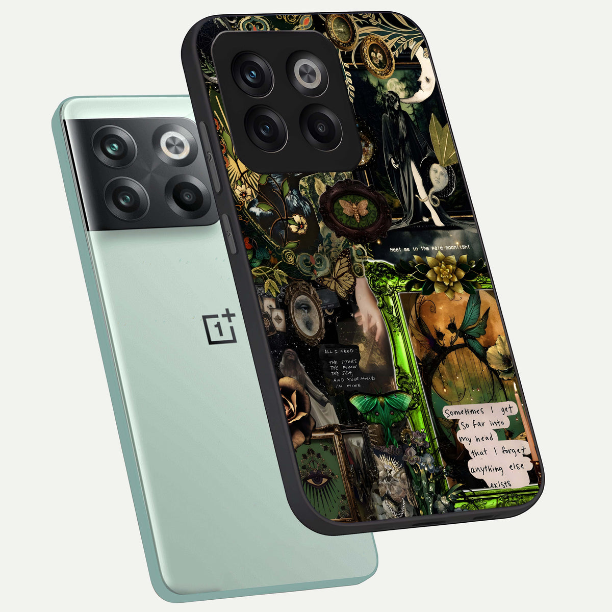  Mystic Woods Secret phone case For OnePlus 10T showing premium glass back cover with detailed artwork