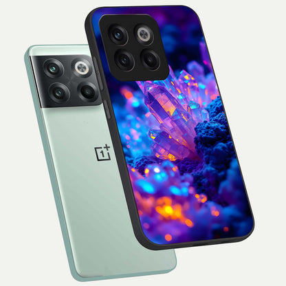  Neon Aura Shards phone case For OnePlus 10T showing premium glass back cover with detailed artwork