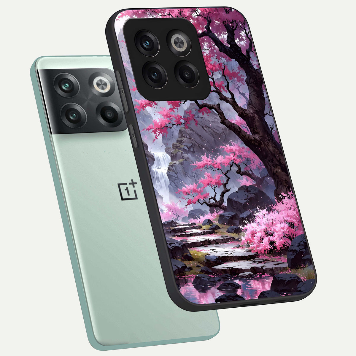  Pink Sunflower Glow phone case For OnePlus 10T showing premium glass back cover with detailed artwork