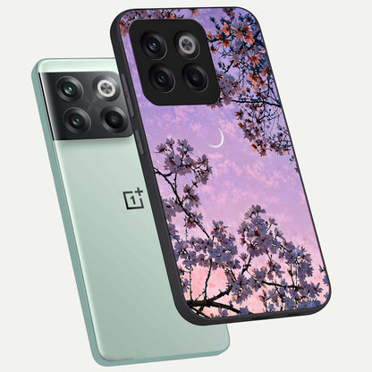  Purple Serenity Moon phone case For OnePlus 10T showing premium glass back cover with detailed artwork