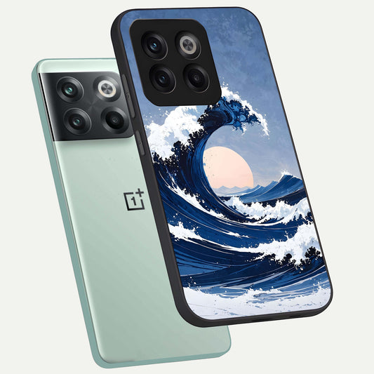  Rising Tide Power phone case For OnePlus 10T showing premium glass back cover with detailed artwork
